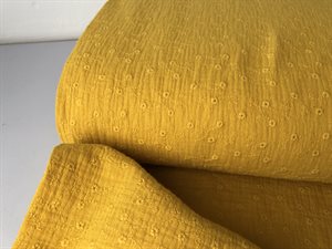 Gauze - okker med fine broderi blomster